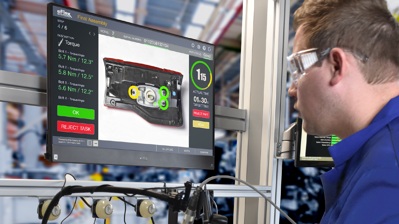 Operator viewing digital work instructions - connected process control