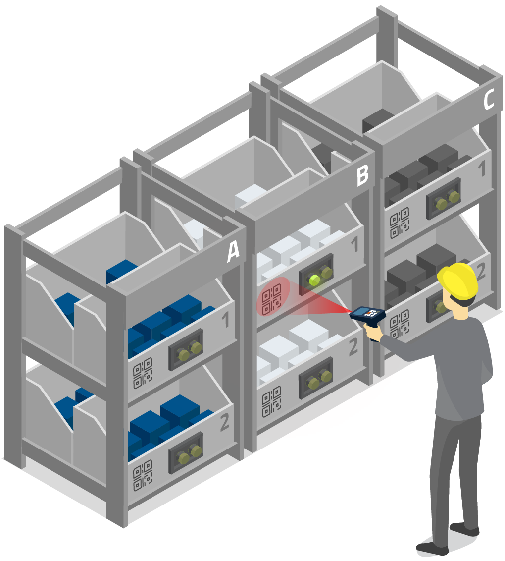 Operator scanning a kitting box with the eFlex platform.