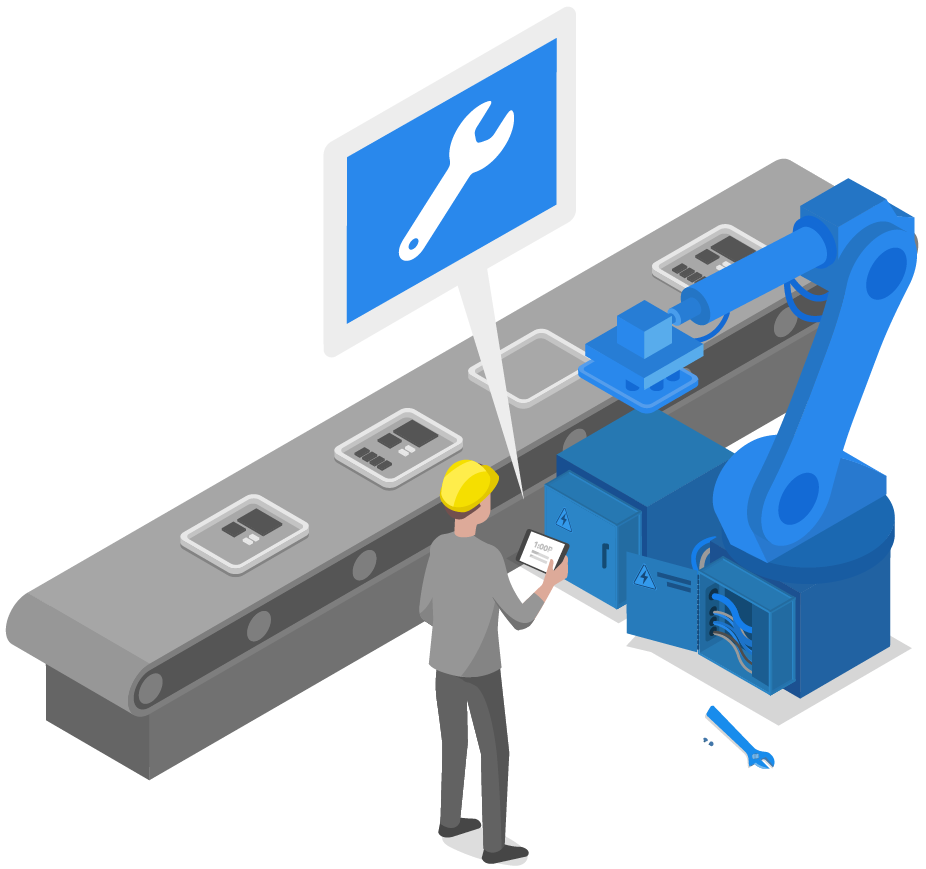 Maintenance team member using eFlex's platform for standardized maintenance procedures.