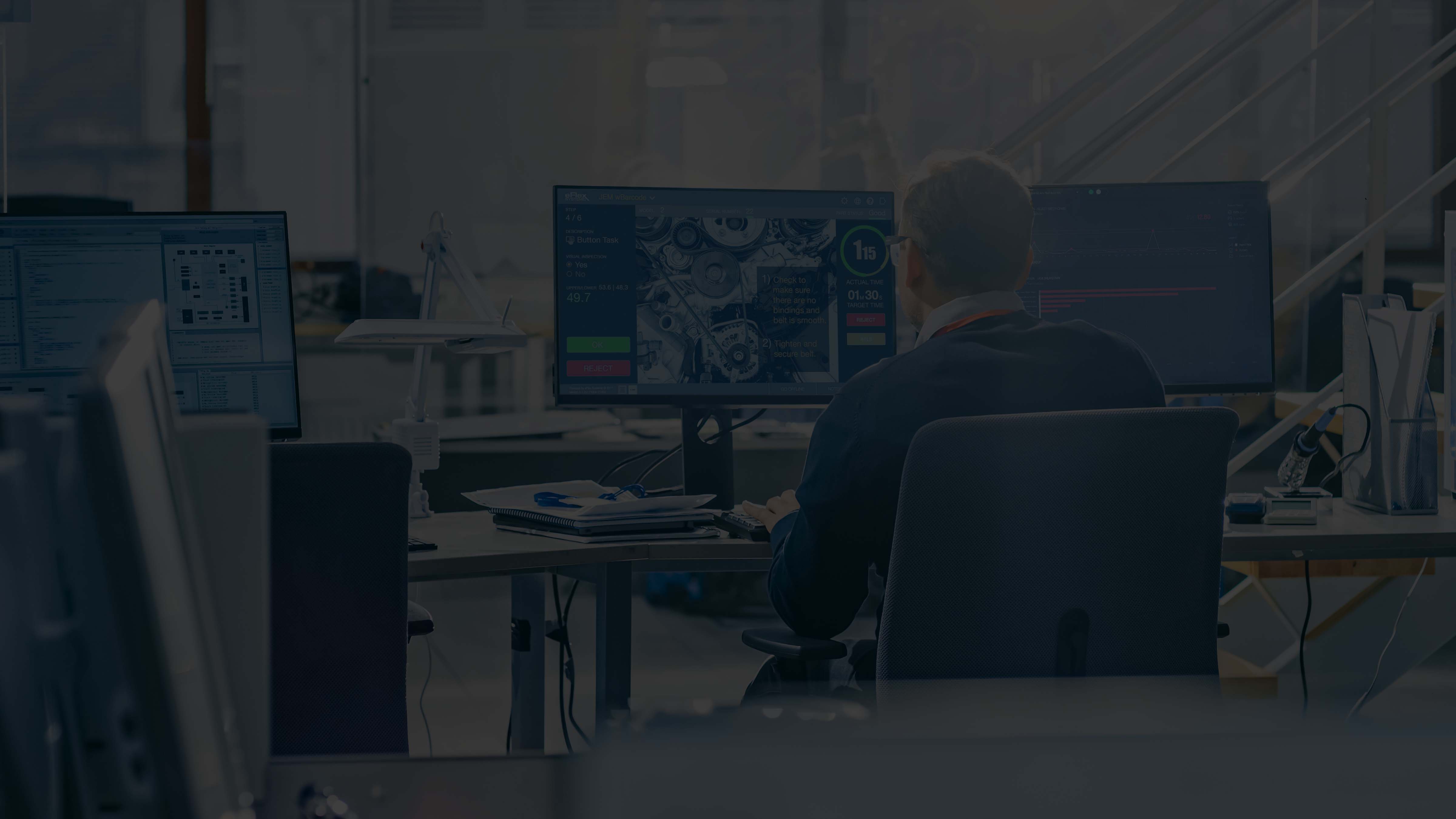 An engineer formatting eflex digital work instructions and process control.